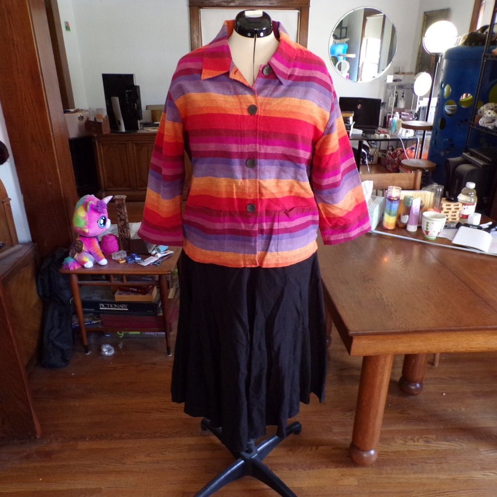 Coldwater Creek multicolor-striped linen jean jacket